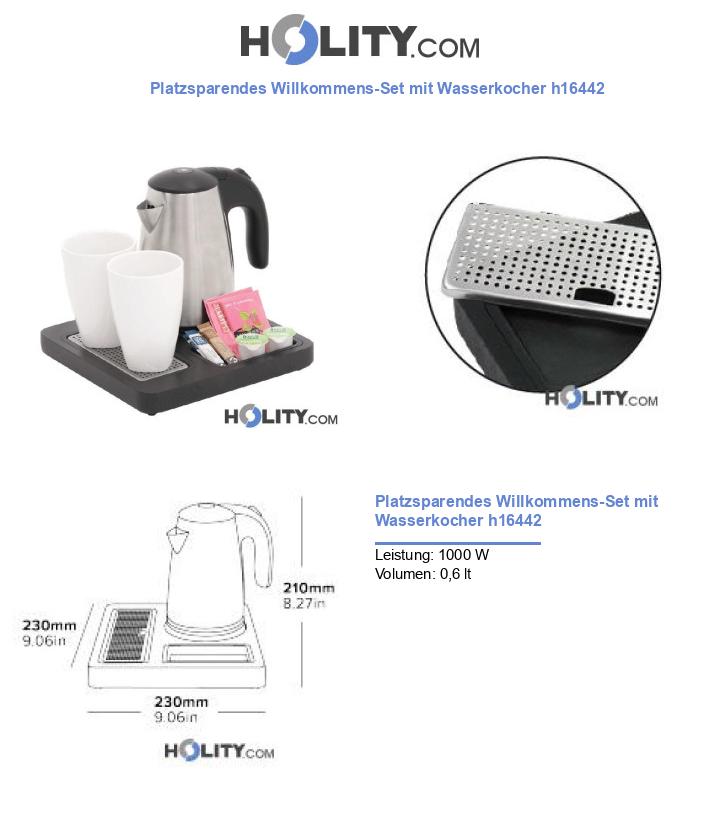 Platzsparendes Willkommens-Set mit Wasserkocher h16442