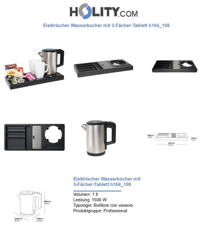 Elektrischer Wasserkocher mit 3-Fächer-Tablett h164_108