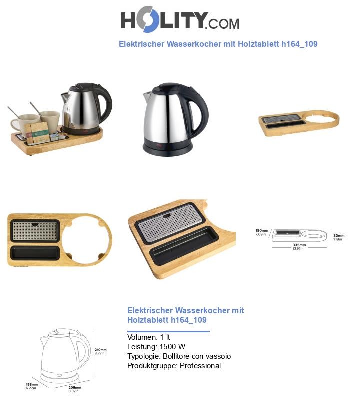 Elektrischer Wasserkocher mit Holztablett h164_109