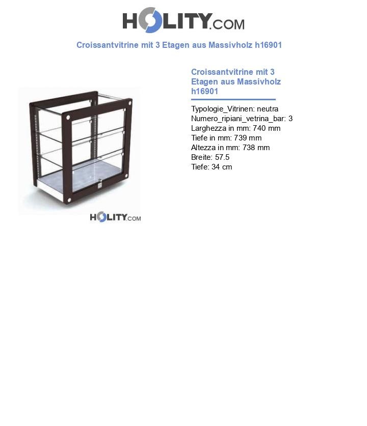 Croissantvitrine mit 3 Etagen aus Massivholz h16901