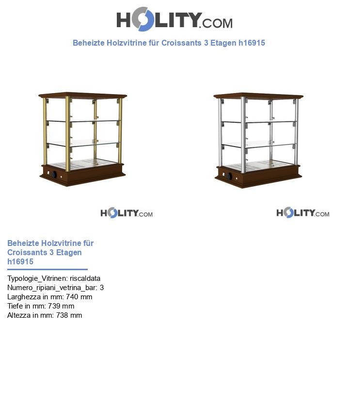Beheizte Holzvitrine für Croissants 3 Etagen h16915