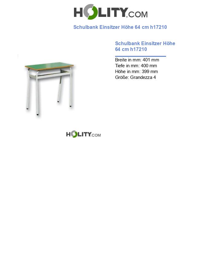 Schulbank Einsitzer Höhe 64 cm h17210