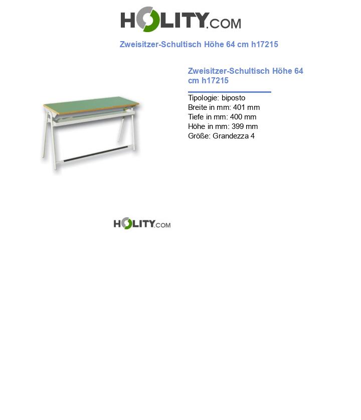 Zweisitzer-Schultisch Höhe 64 cm h17215