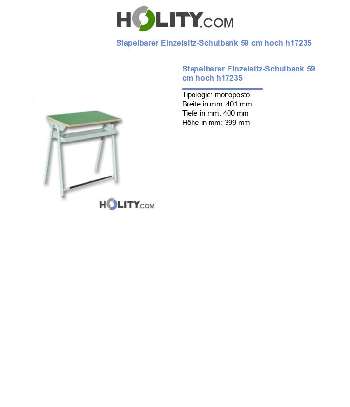 Stapelbarer Einzelsitz-Schulbank 59 cm hoch h17235
