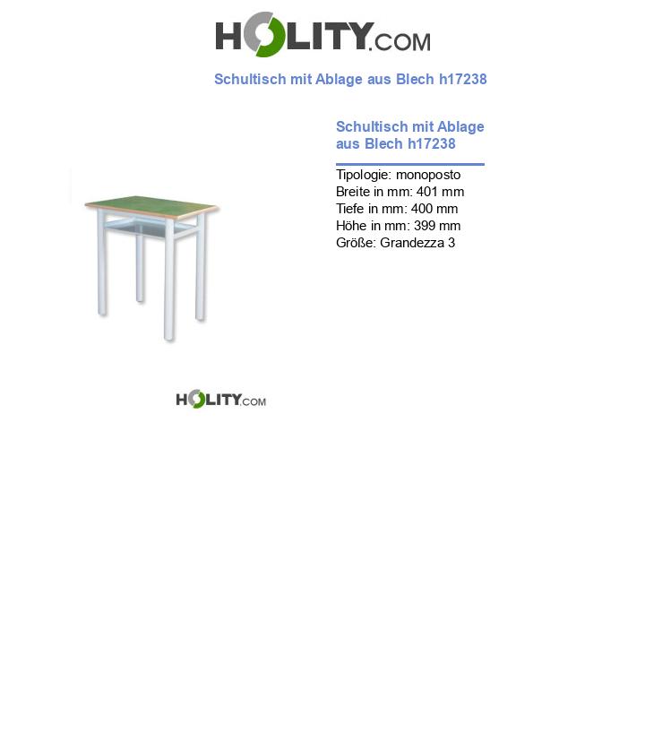 Schultisch mit Ablage aus Blech h17238