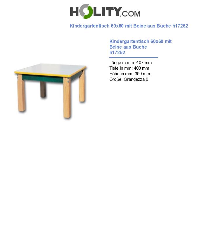 Kindergartentisch 60x60 mit Beine aus Buche h17252