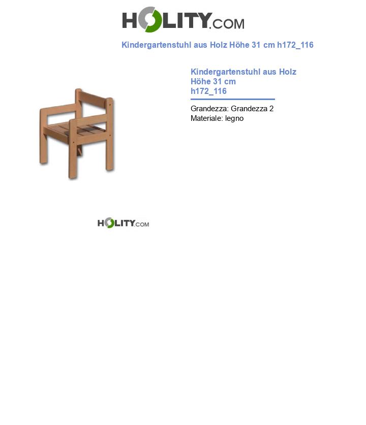 Kindergartenstuhl aus Holz Höhe 31 cm h172_116
