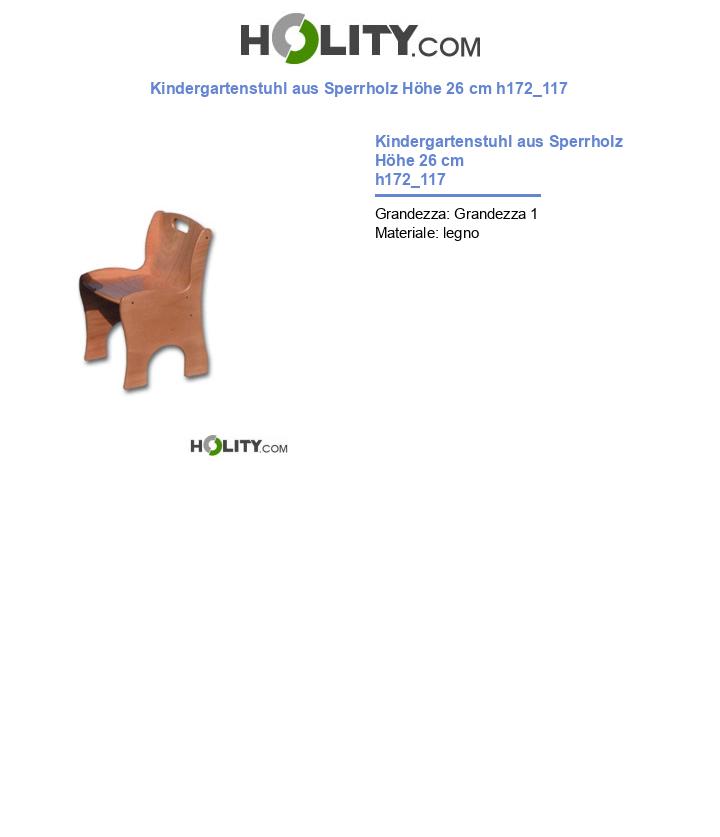 Kindergartenstuhl aus Sperrholz Höhe 26 cm h172_117