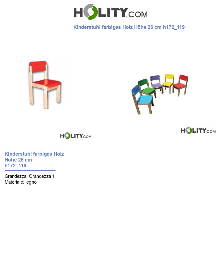 Kinderstuhl farbiges Holz Höhe 26 cm h172_119