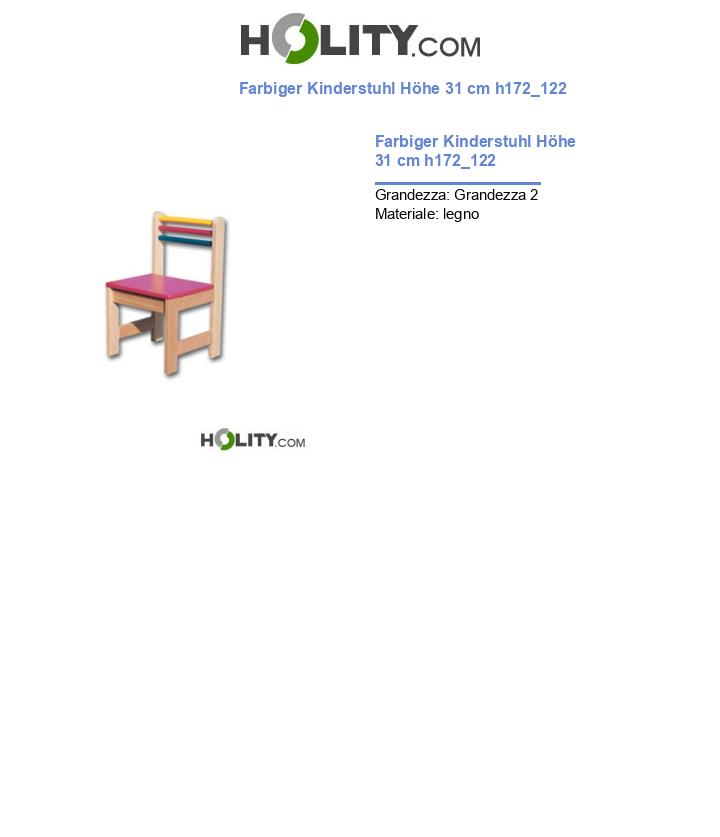 Farbiger Kinderstuhl Höhe 31 cm h172_122