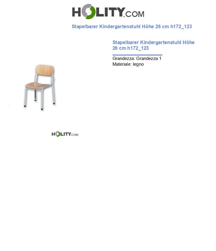 Stapelbarer Kindergartenstuhl Höhe 26 cm h172_123