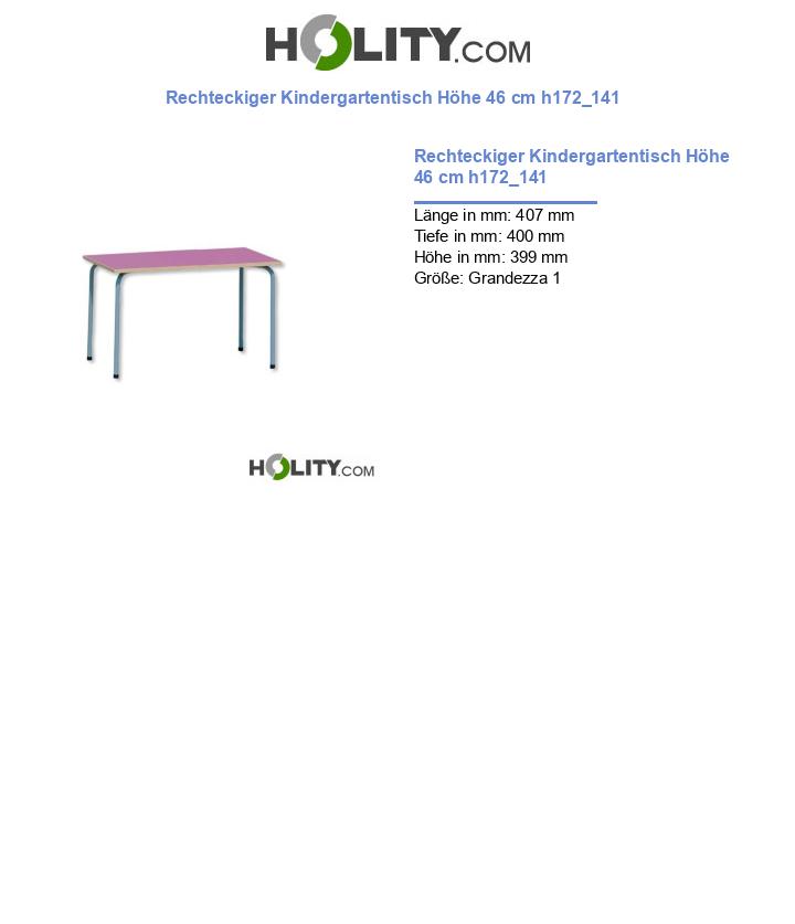 Rechteckiger Kindergartentisch Höhe 46 cm h172_141