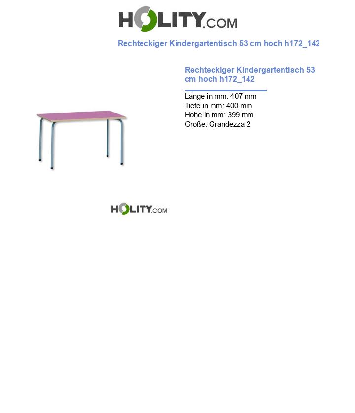 Rechteckiger Kindergartentisch 53 cm hoch h172_142