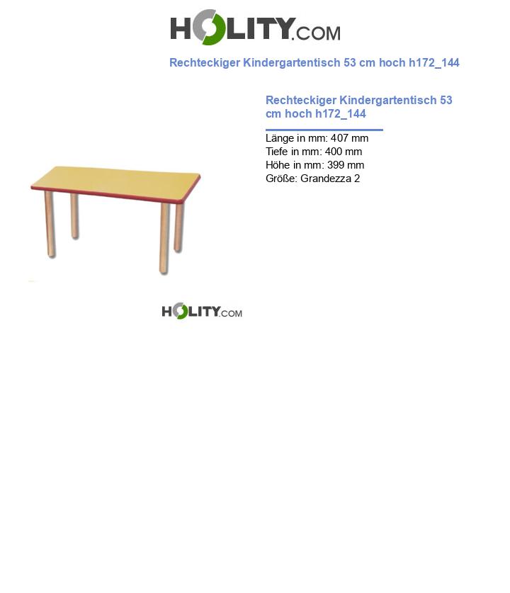 Rechteckiger Kindergartentisch 53 cm hoch h172_144