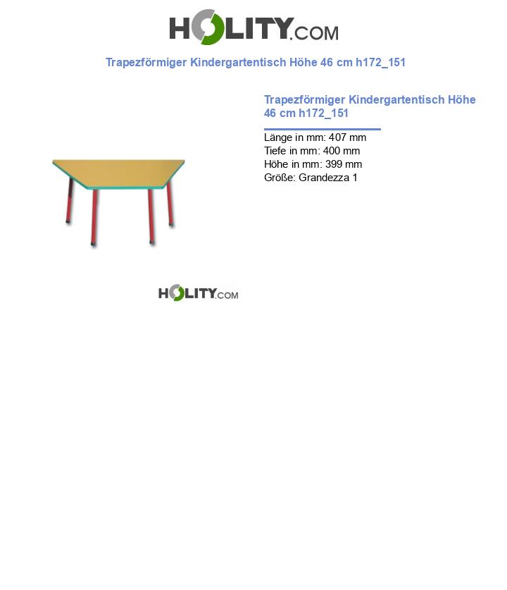 Trapezförmiger Kindergartentisch Höhe 46 cm h172_151