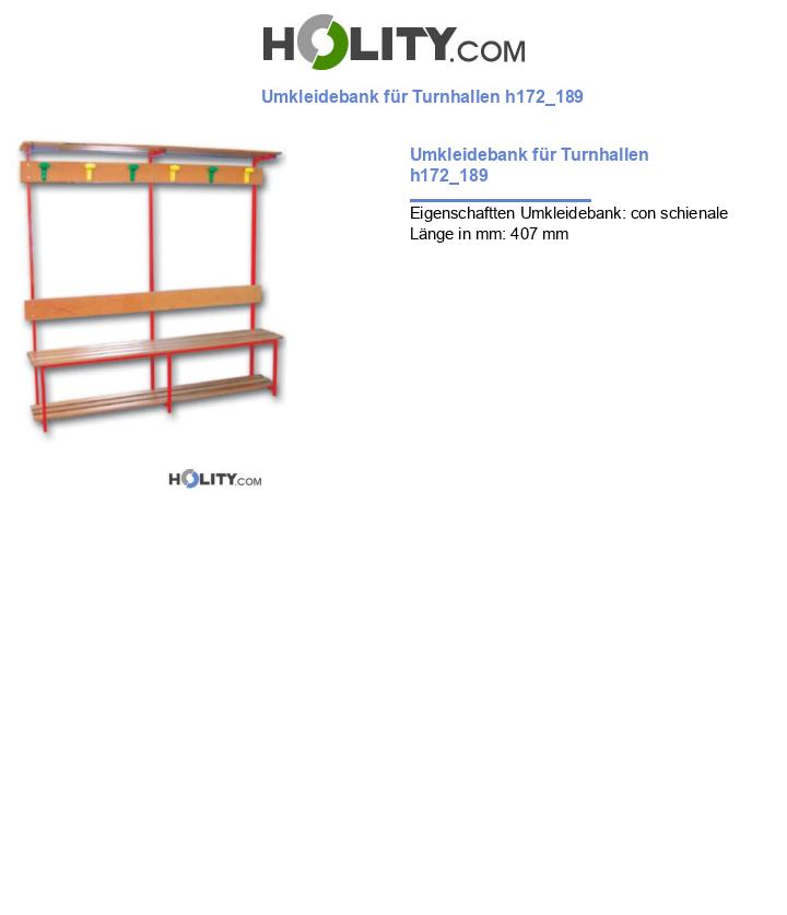 Umkleidebank für Turnhallen h172_189