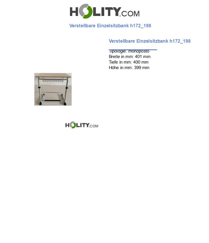 Verstellbare Einzelsitzbank h172_198