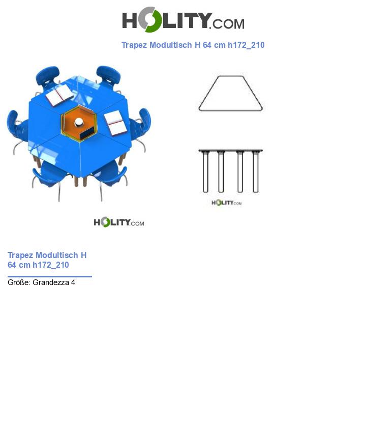 Trapez Modultisch H 64 cm h172_210