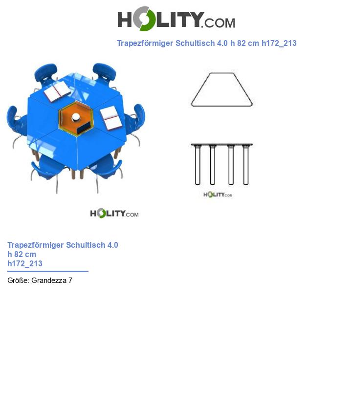 Trapezförmiger Schultisch 4.0 h 82 cm h172_213