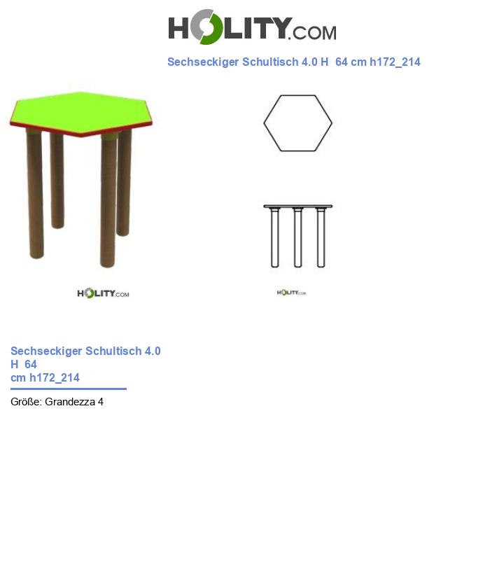 Sechseckiger Schultisch 4.0 H  64 cm h172_214