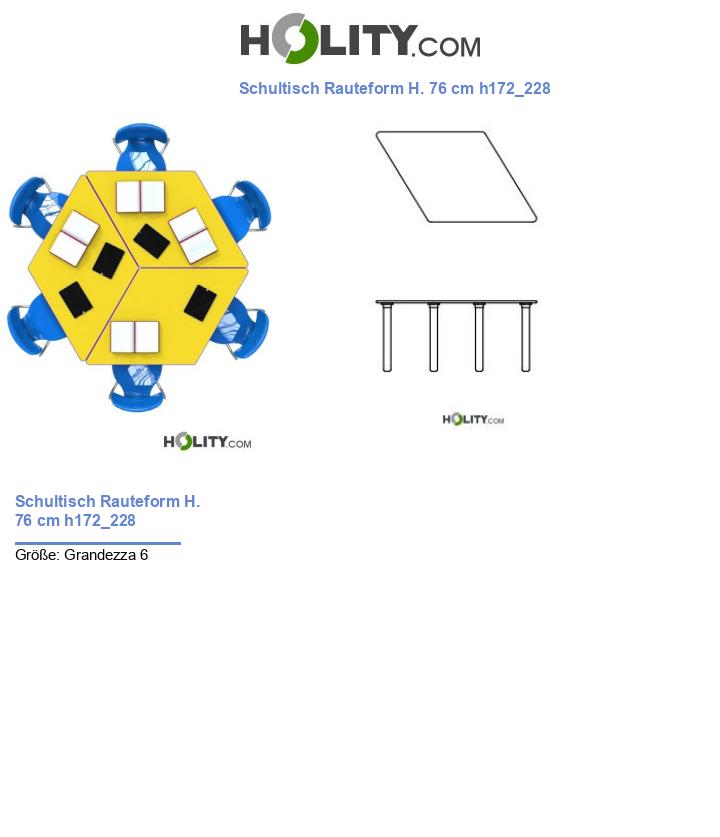 Schultisch Rauteform H. 76 cm h172_228