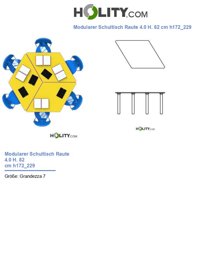 Modularer Schultisch Raute 4.0 H. 82 cm h172_229