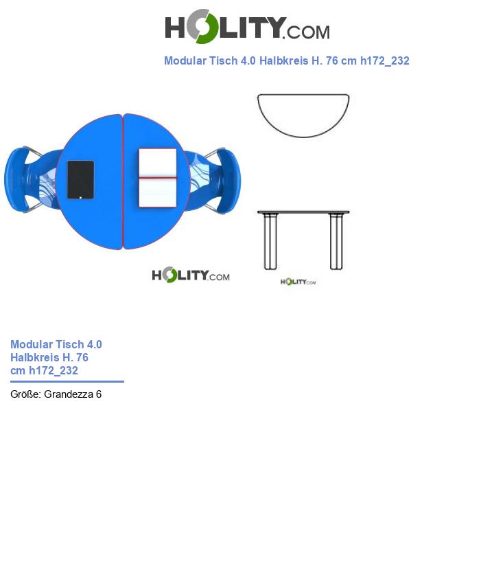 Modular Tisch 4.0 Halbkreis H. 76 cm h172_232