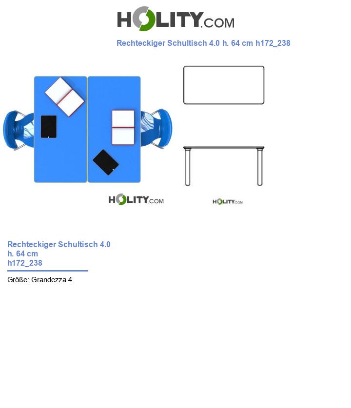 Rechteckiger Schultisch 4.0 h. 64 cm h172_238