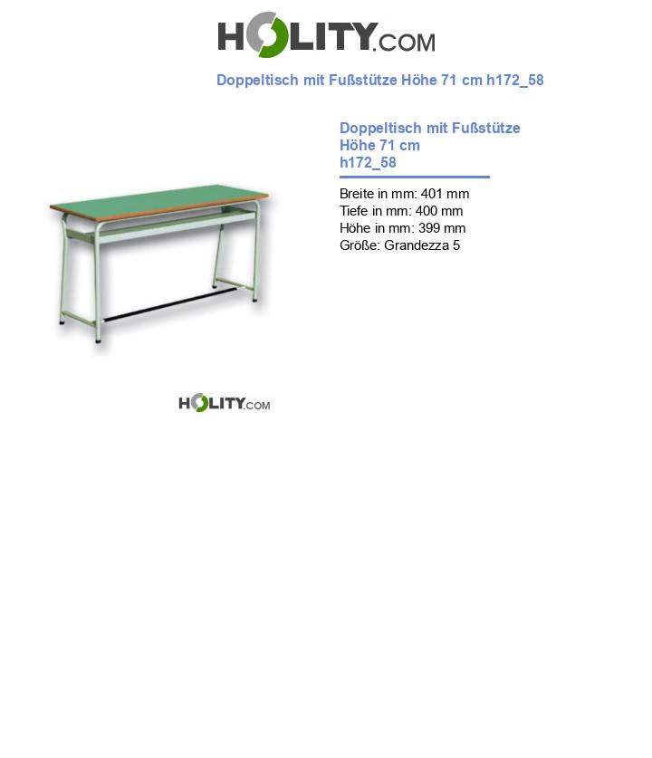 Doppeltisch mit Fußstütze Höhe 71 cm h172_58
