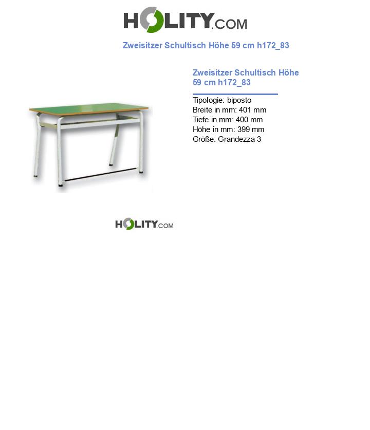 Zweisitzer Schultisch Höhe 59 cm h172_83