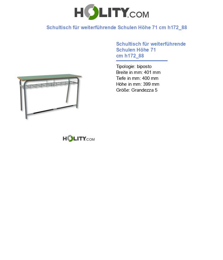 Schultisch für weiterführende Schulen Höhe 71 cm h172_88