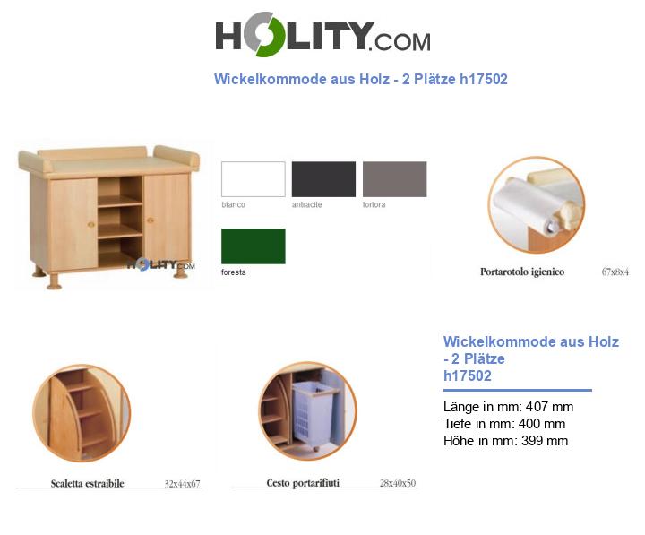 Wickelkommode aus Holz - 2 Plätze h17502