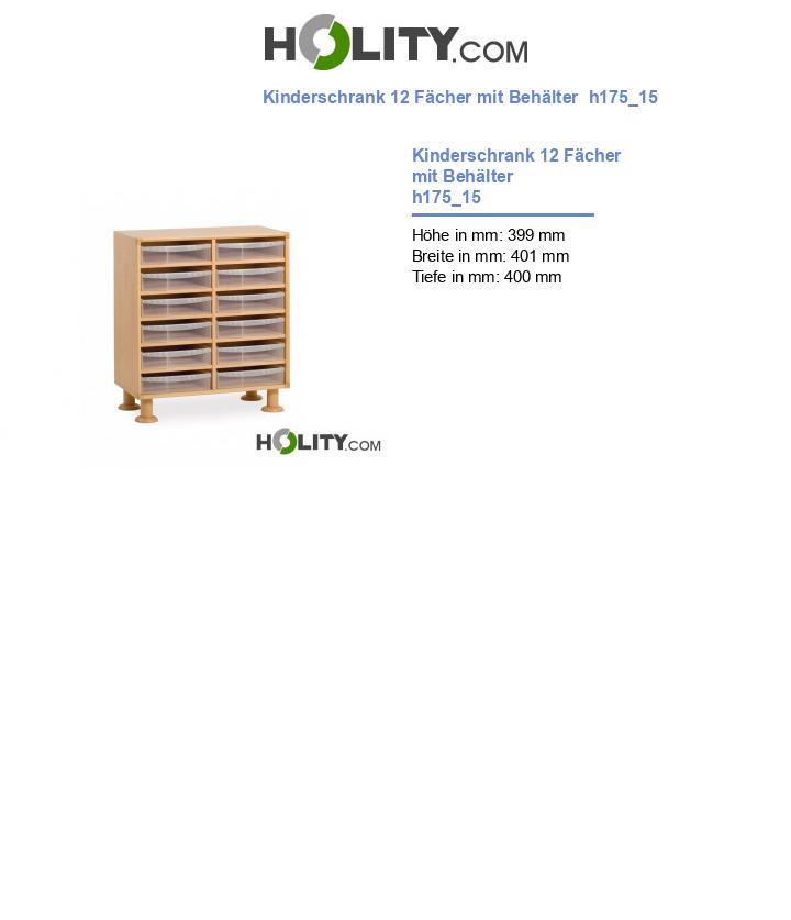 Kinderschrank 12 Fächer mit Behälter  h175_15