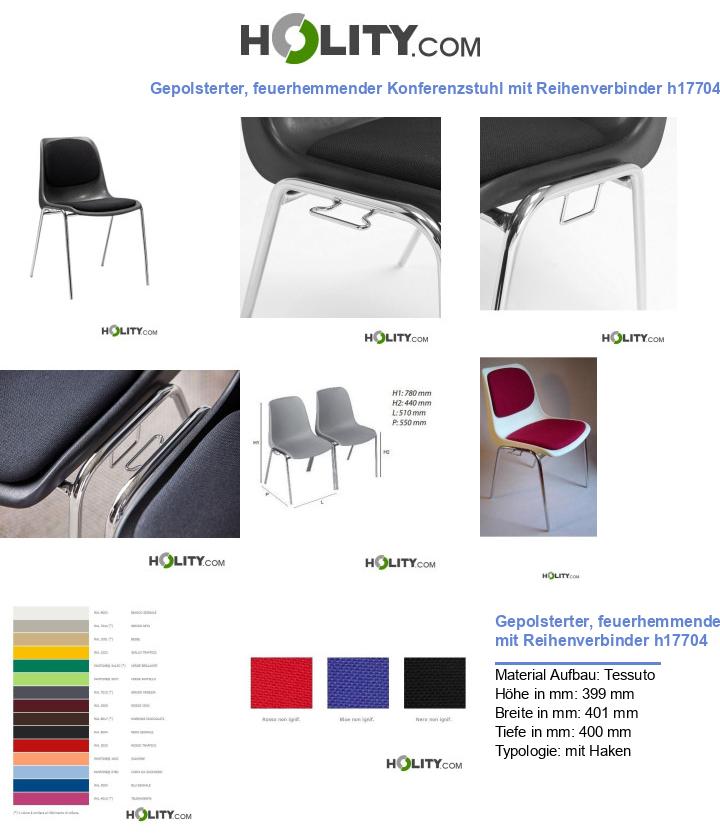 Gepolsterter, feuerhemmender Konferenzstuhl mit Reihenverbinder h17704