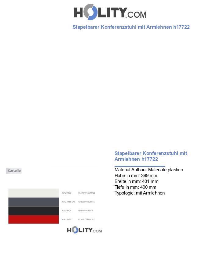 Stapelbarer Konferenzstuhl mit Armlehnen h17722