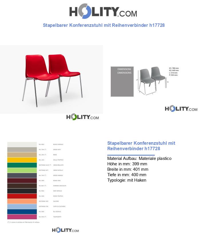 Stapelbarer Konferenzstuhl mit Reihenverbinder h17728