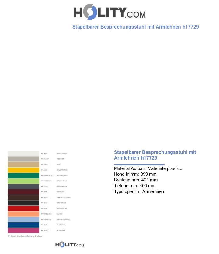 Stapelbarer Besprechungsstuhl mit Armlehnen h17729