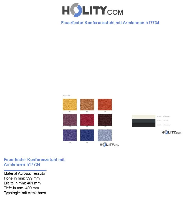 Feuerfester Konferenzstuhl mit Armlehnen h17734