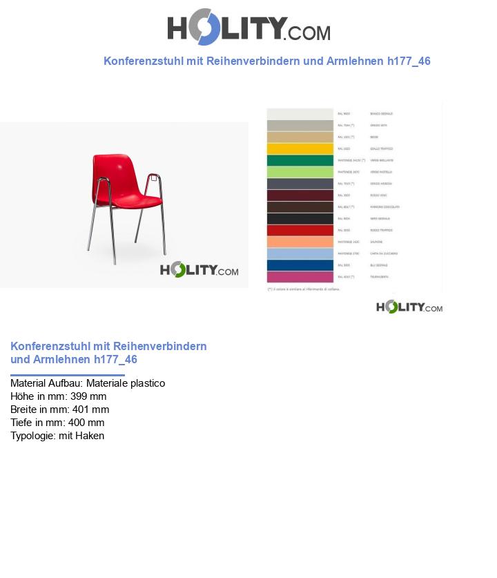 Konferenzstuhl mit Reihenverbindern und Armlehnen h177_46