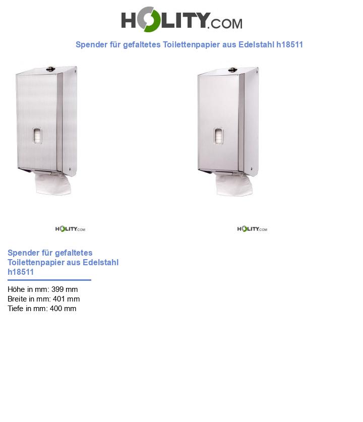 Spender für gefaltetes Toilettenpapier aus Edelstahl h18511