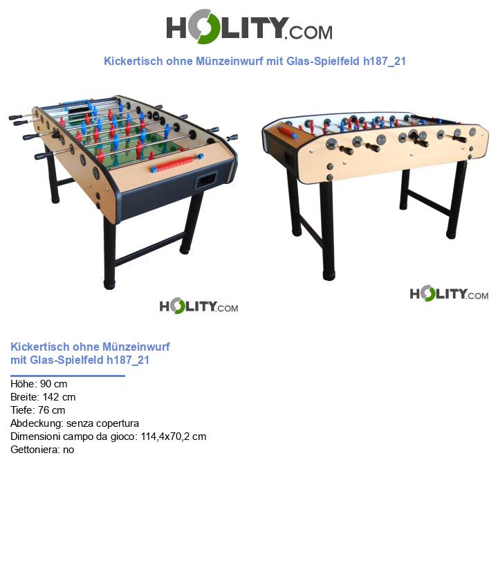 Kickertisch ohne Münzeinwurf mit Glas-Spielfeld h187_21