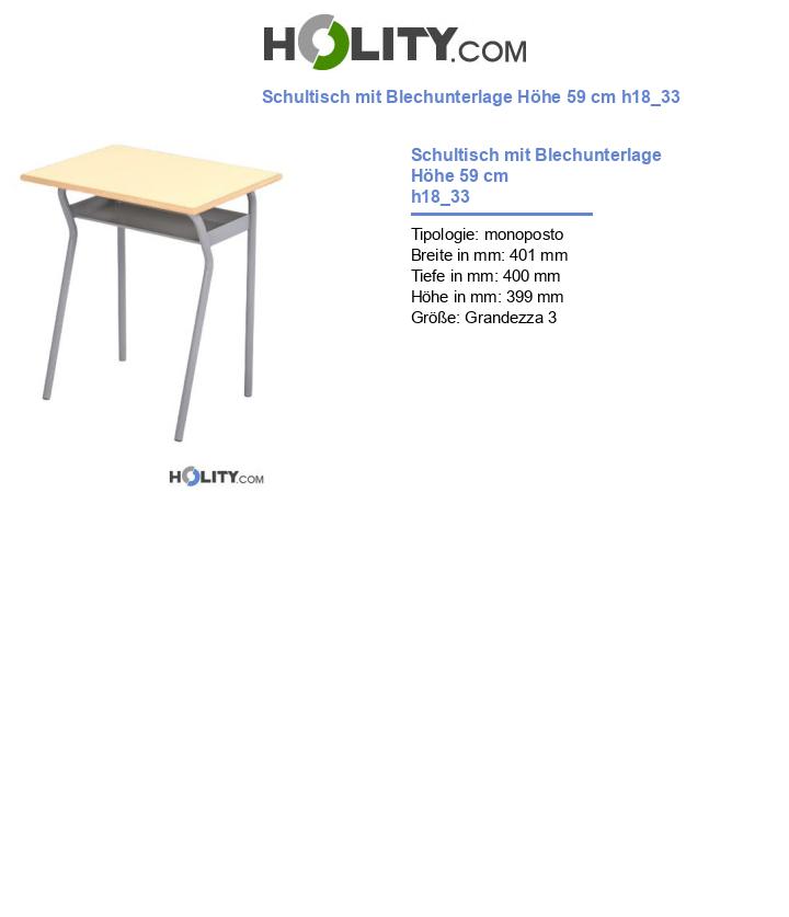 Schultisch mit Blechunterlage Höhe 59 cm h18_33