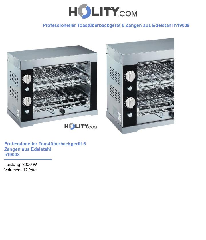 Professioneller Toastüberbackgerät 6 Zangen aus Edelstahl h19008
