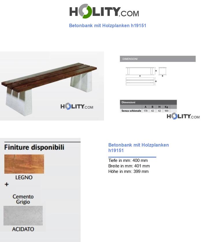 Betonbank mit Holzplanken h19151