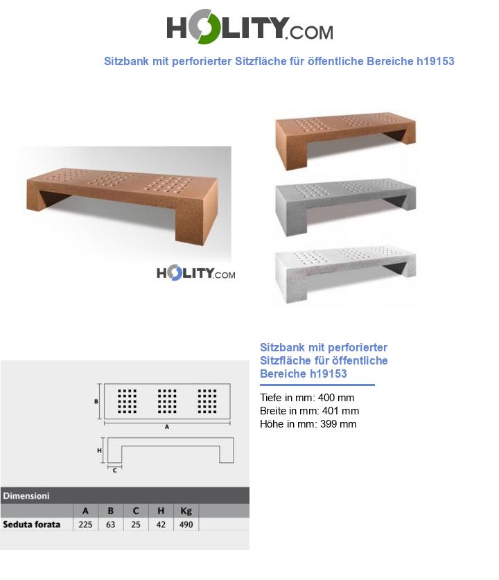 Sitzbank mit perforierter Sitzfläche für öffentliche Bereiche h19153