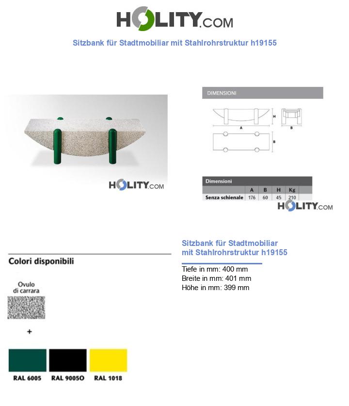 Sitzbank für Stadtmobiliar mit Stahlrohrstruktur h19155