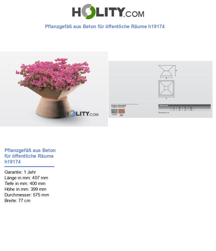 Pflanzgefäß aus Beton für öffentliche Räume h19174