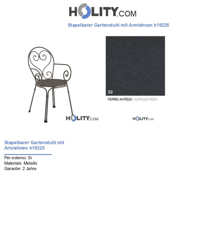 Stapelbarer Gartenstuhl mit Armlehnen h19225