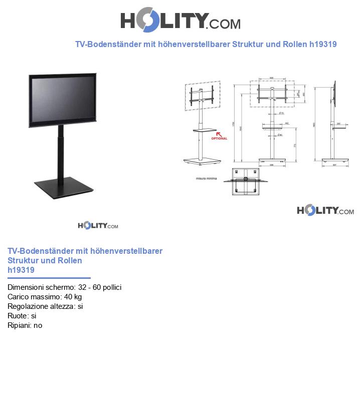 TV-Bodenständer mit höhenverstellbarer Struktur und Rollen h19319