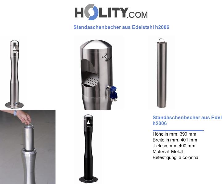 Standaschenbecher aus Edelstahl h2006